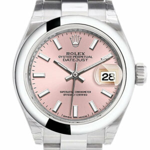 Rolex Datejust 28 Pink Dial Stainless Steel Ladies Watch 279160