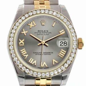 Rolex Datejust 31 Steel Roman Dial Diamond Bezel Jubilee Yellow Gold Two Tone Watch 178383