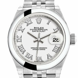 Rolex Datejust 28 White Roman Dial Steel Jubilee Ladies Watch 279160