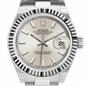 Rolex Datejust 28 Silver Dial Fluted Bezel Steel Ladies Watch 279174