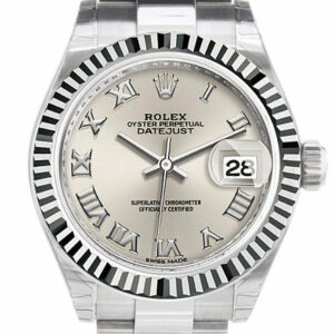 Rolex Datejust 28 Silver Roman Dial Fluted Bezel Steel Ladies Watch 279174