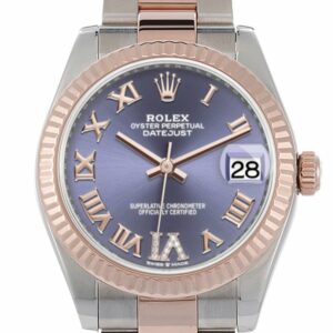 Rolex Datejust 31 Aubergine Large Vi Set With Diamonds Dial Fluted Bezel 18K Everose Gold Two Tone