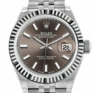 Rolex Datejust 28 Dark Grey Dial Fluted Bezel Steel Jubilee Ladies Watch 279174