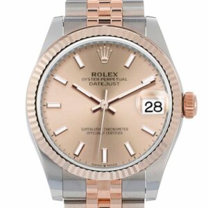 Rolex Datejust 31 Rose Dial Fluted Bezel 18K Everose Gold Two Tone Jubilee Watch 278271