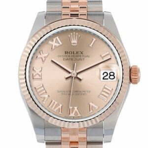 Rolex Datejust 31 Rose Roman Dial Fluted Bezel 18K Everose Gold Two Tone Jubilee Watch 278271