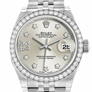 Rolex Datejust 28 Silver Roman Large Vi Set With Diamonds Dial Diamond Bezel Steel Jubilee Ladies