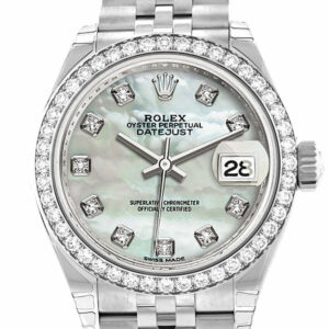 Rolex Datejust 28 Pearl Set With Diamonds Dial Diamond Bezel Steel Jubilee Ladies Watch 279384Rbr