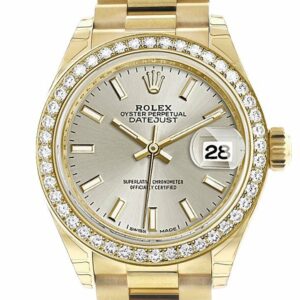 Rolex Datejust 28 Silver Dial Diamond Bezel President Ladies Watch 279138Rbr