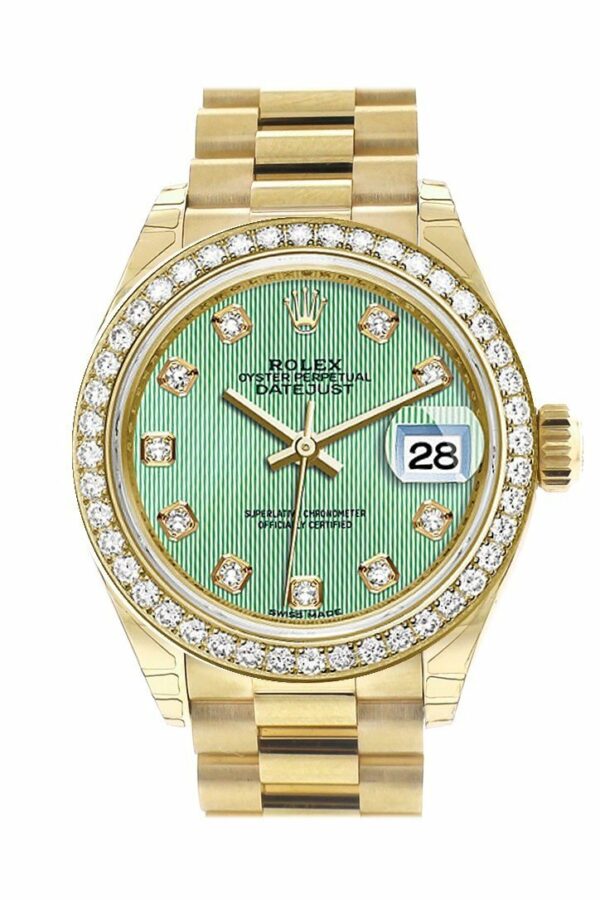 Rolex Datejust 28 Mint Diamond Dial Bezel President Ladies Watch 279138Rbr