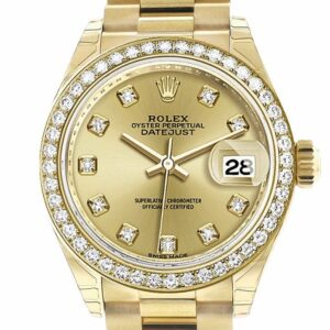 Rolex Datejust 28 Champagne Diamond Dial Bezel President Ladies Watch 279138Rbr