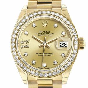 Rolex Datejust 28 Champagne Star Diamond Dial Bezel President Ladies Watch 279138Rbr