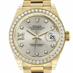 Rolex Datejust 28 Silver Star Diamond Dial Bezel President Ladies Watch 279138Rbr