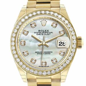 Rolex Datejust 28 Pearl Diamond Dial Bezel President Ladies Watch 279138Rbr