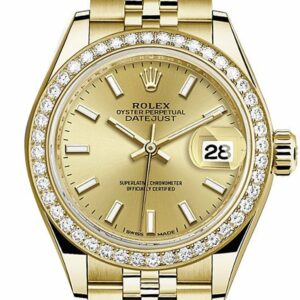 Rolex Datejust 28 Champagne Dial Diamond Bezel Jubilee Ladies Watch 279138Rbr Silver / None