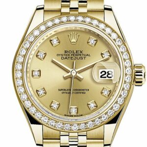 Rolex Datejust 28 Champagne Diamond Dial Bezel Jubilee Ladies Watch 279138Rbr / None