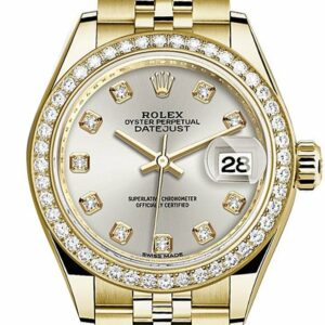 Rolex Datejust 28 Silver Diamond Dial Bezel Jubilee Ladies Watch 279138Rbr / None