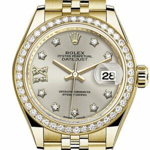 Rolex Datejust 28 Silver Star Diamond Dial Bezel Jubilee Ladies Watch 279138Rbr / None