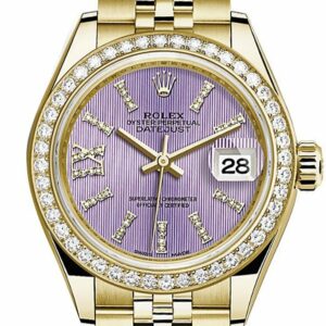 Rolex Datejust 28 Lilac Large Roman Diamonds Dial Diamond Bezel Jubilee Ladies Watch 279138Rbr /