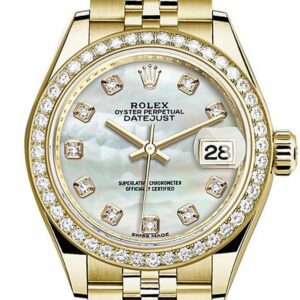 Rolex Datejust 28 Pearl Dia Diamond Dial Bezel Jubilee Ladies Watch 279138Rbr / None