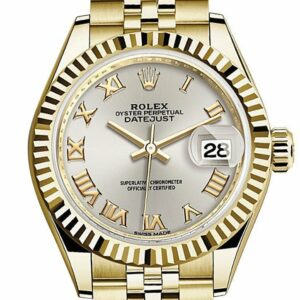 Rolex Datejust 28 Silver Roman Dial Fluted Bezel Jubilee Ladies Watch 279178 / None