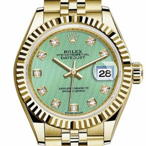 Rolex Datejust 28 Mint Diamond Dial Fluted Bezel Jubilee Ladies Watch 279178 / None