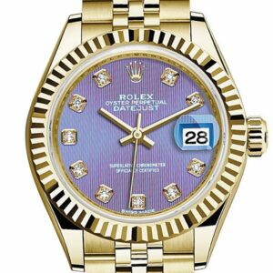 Rolex Datejust 28 Lavendar Diamond Dial Fluted Bezel Jubilee Ladies Watch 279178 / None