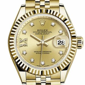 Rolex Datejust 28 Champagne Star Fluted Dial Bezel Jubilee Ladies Watch 279178 / None