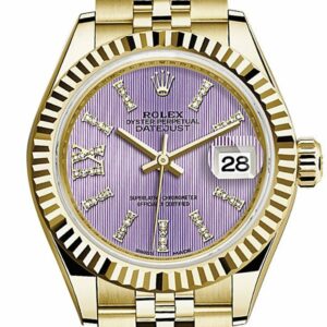 Rolex Datejust 28 Lilac Large Roman Diamonds Dial Fluted Bezel Jubilee Ladies Watch 279178 / None