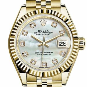 Rolex Datejust 28 Mop Pearl Dia Diamond Dial Fluted Bezel Jubilee Ladies Watch 279138Rbr / None