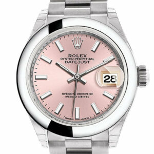 Rolex Datejust 28 Pink Dial Dome Bezel President Ladies Watch 279166