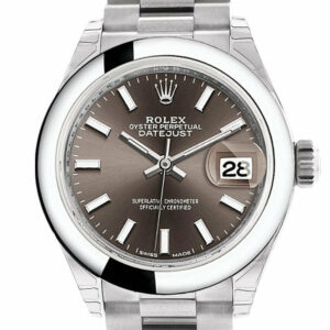 Rolex Datejust 28 Dark Grey Dial Dome Bezel President Ladies Watch 279166