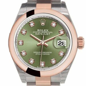 Rolex Datejust 28 Olive Green Diamond Dial Ladies Watch 279161