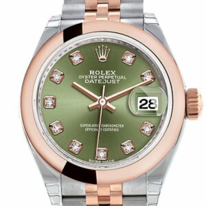 Rolex Datejust 28 Olive Green Diamond Dial Jubilee Ladies Watch 279161