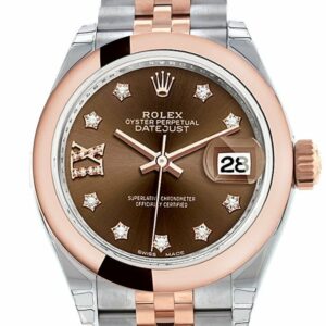 Rolex Datejust 28 Chocolate 9 Diamonds Set In Star Dial Jubilee Ladies Watch 279161