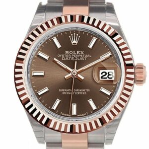 Rolex Datejust 28 Chocolate Dial Fluted Bezel Oyster Ladies Watch 279171