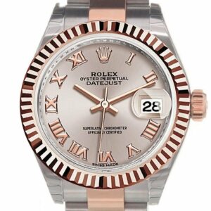 Rolex Datejust 28 Sundust Roman Dial Fluted Bezel Oyster Ladies Watch 279171