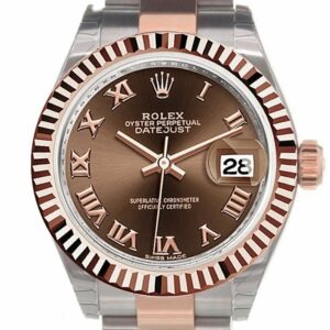 Rolex Datejust 28 Chocolate Roman Dial Fluted Bezel Oyster Ladies Watch 279171