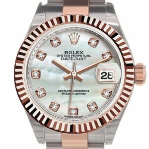 Rolex Datejust 28 Mother Of Pearl Diamond Dial Fluted Bezel Oyster Ladies Watch 279171