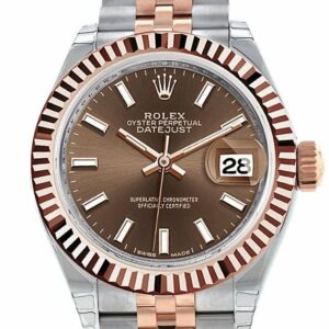 Rolex Datejust 28 Chocolate Dial Fluted Bezel Jubilee Ladies Watch 279171