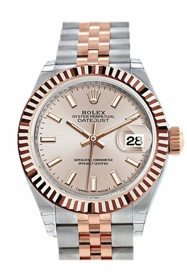 Rolex Datejust 28 Sundust Dial Fluted Bezel Jubilee Ladies Watch 279171