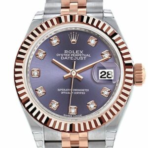 Rolex Datejust 28 Aubergine Diamond Dial Fluted Bezel Jubilee Ladies Watch 279171