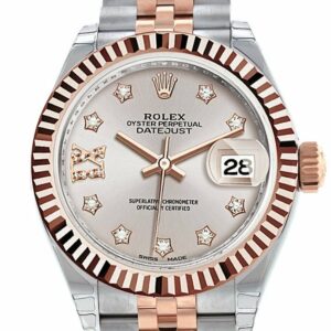 Rolex Datejust 28 Sundust 9 Diamonds Set In Star Fluted Bezel Dial Jubilee Ladies Watch 279171