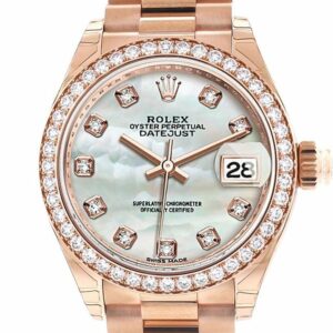 Rolex Datejust 28 Pearl Set With Diamond Dial Bezel Rose Gold President Ladies Watch 279135Rbr /