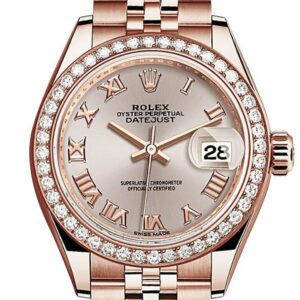 Rolex Datejust 28 Sundust Roman Dial Diamond Bezel Rose Gold Jubilee Ladies Watch 279135Rbr / None