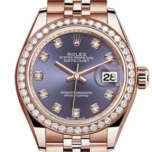 Rolex Datejust 28 Aubergine Diamond Dial Bezel Rose Gold Jubilee Ladies Watch 279135Rbr / None