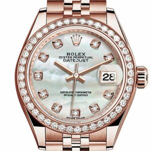 Rolex Datejust 28 Pearl Set With Diamond Dial Bezel Rose Gold Jubilee Ladies Watch 279135Rbr / None