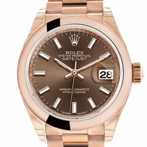 Rolex Datejust 28 Chocolate Dial Rose Gold President Ladies Watch 279165 / None