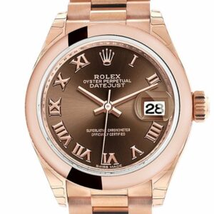 Rolex Datejust 28 Chocolate Roman Dial Rose Gold President Ladies Watch 279165 / None