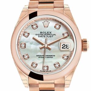 Rolex Datejust 28 Mother Of Pearl Diamond Dial Rose Gold President Ladies Watch 279165 / None