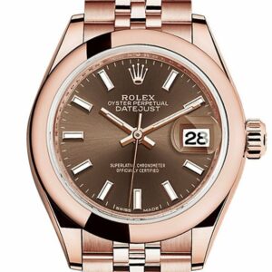 Rolex Datejust 28 Chocolate Dial Rose Gold Jubilee Ladies Watch 279165 / None